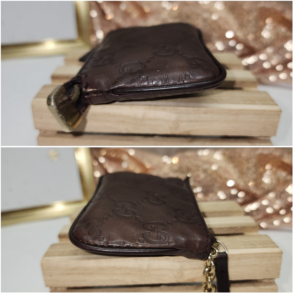 Authentic Gucci Guccissima Brown Leather Keychain Pouch With Retail Bag - Picture 15 of 17